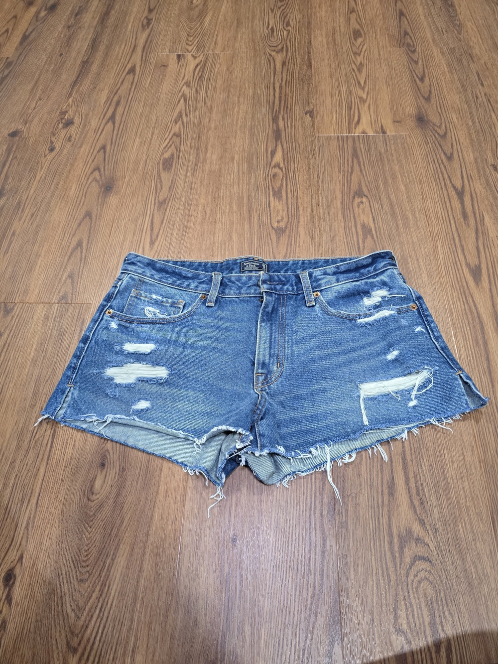 Abercrombie & Fitch Blue Distressed Denim Short Shorts